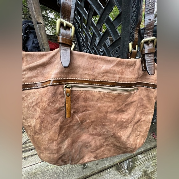 CAVALCANTI Leather Brown Fringe Boho Made in Italy Shoulder Bag - Picture 3 of 16